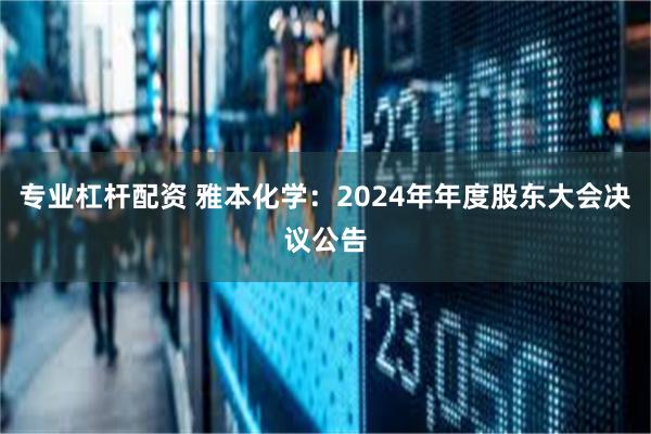 专业杠杆配资 雅本化学：2024年年度股东大会决议公告