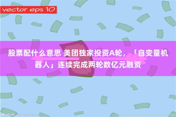 股票配什么意思 美团独家投资A轮，「自变量机器人」连续完成两轮数亿元融资
