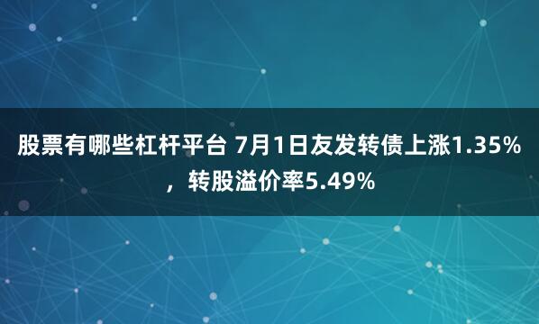 股票有哪些杠杆平台 7月1日友发转债上涨1.35%，转股溢价率5.49%